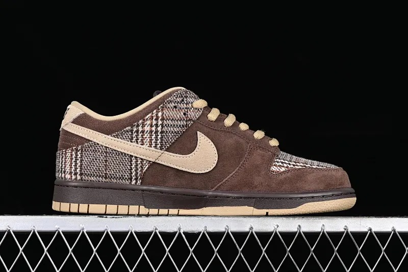 All Categories Nk SB Dunk Series Nk SB Dunk Low Low-top sneakers Pure original Nk SB Dunk Low Brown plaid SB smashed backboard fashion casual sneakers 304292-223